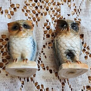 Vintage Ceramic Owl Figurine Salt & Pepper Shakers